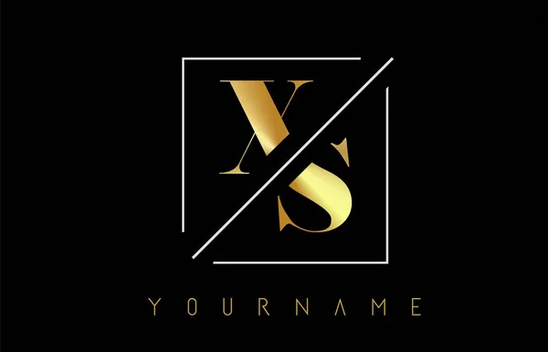 XS Golden Letter Logo with Cutted and Intersected Design — Stock vektor