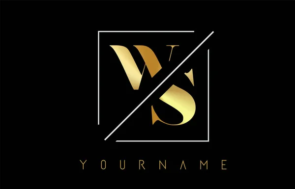 WS Golden Letter Logo with Cutted and Intersected Design — Stock vektor