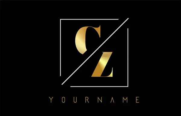 CZ χρυσό γράμμα λογότυπο με με εγκοπές και διασταυρώθηκαν σχεδιασμό — Διανυσματικό Αρχείο