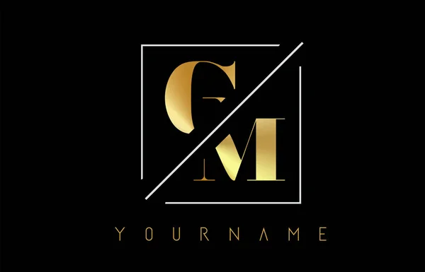 GM χρυσαφί γράμμα λογότυπο με με εγκοπές και διασταυρώθηκαν σχεδίαση — Διανυσματικό Αρχείο