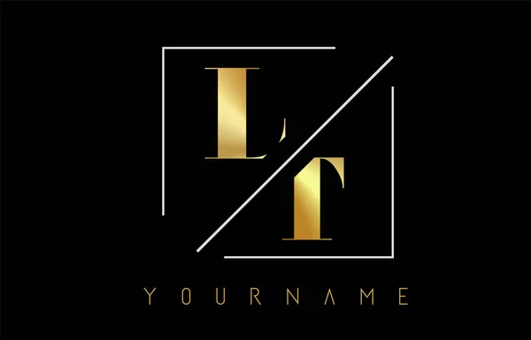 Lt arany levél logo Cutted és metsző design — Stock Vector