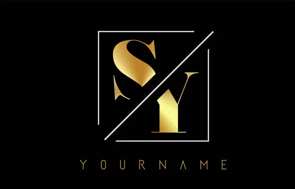 Logotipo de letra dorada SY con diseño cortado e intersecado — Vector de stock