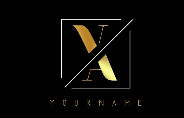 Logotipo de carta dourada VA com design cortado e intersectado —  Vetores de Stock