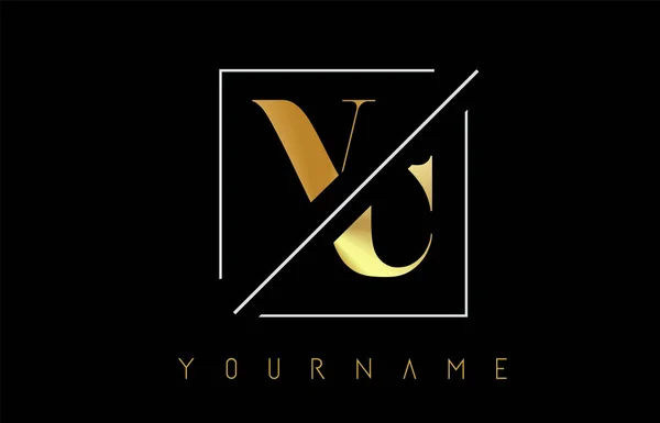 VC Golden Letter logo med cutted och genomskuren design — Stock vektor
