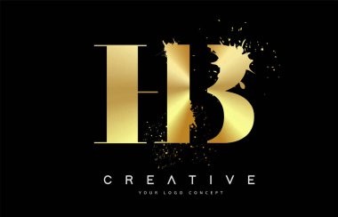 HB H B harf logosu ile altın erimiş metal Splash vektör tasarım.