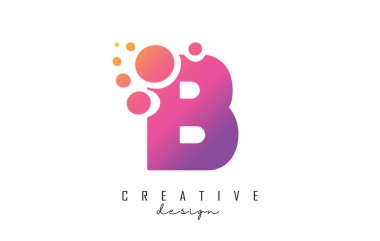 Mavi noktalı B Harfi Logosu. Baloncuklu B harfi logosu. B harfli kurumsal marka kimlik vektörü çizimi.