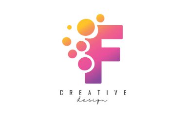 Mavi noktalı F harfi logosu. Kabarcıklı E harfi logosu. Şirket kimlik vektör çizimi F harfi ile.