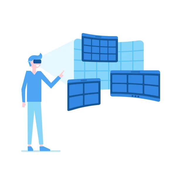 Realidade virtual experimentada pelo homem — Vetor de Stock
