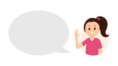 Büyük konuşma balonu kızla çizgi film