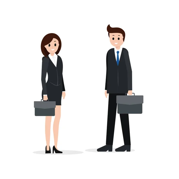 Dwóch partnerów, mężczyzna i Kobieta, ilustracji wektorowych. Partnerstwo, koledzy, koncepcja pracy — Wektor stockowy