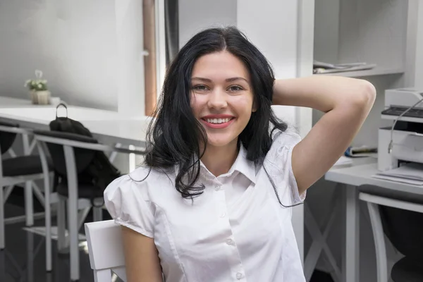 Cute girl sitting at cafe, work, study place