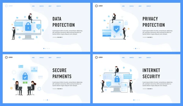 Zestaw danych ochrony prywatności bezpiecznych płatności i bezpieczeństwo w Internecie — Wektor stockowy