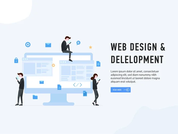 Web design en ontwikkeling poster — Stockvector