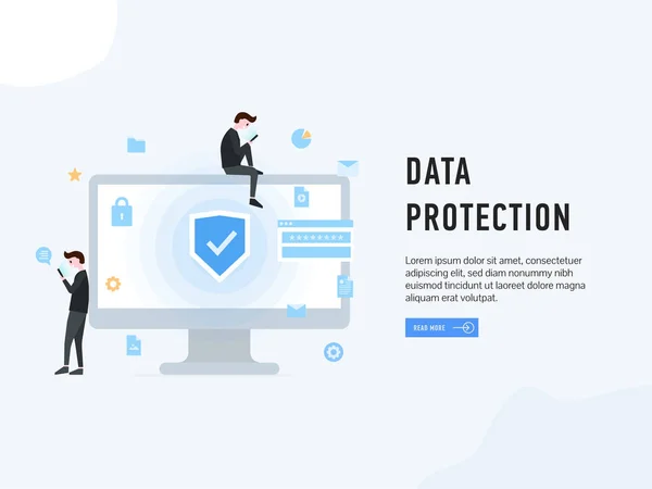 Data protection web page poster — Stock Vector