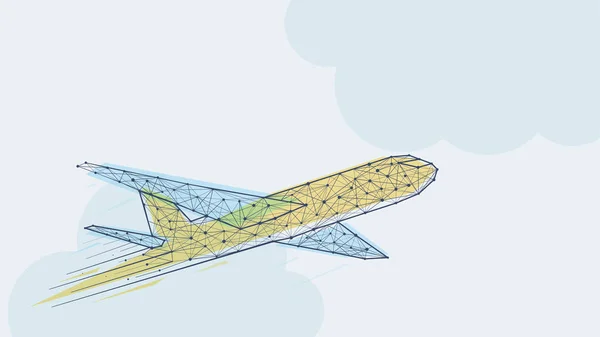Abstrakt blå och gula flygplan mall — Stock vektor