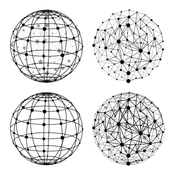 Ορίστε wireframe σφαίρα με τελείες — Διανυσματικό Αρχείο