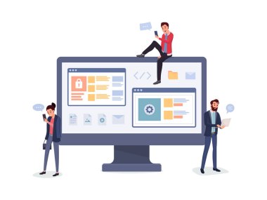 Monitör ekran yakın karikatür kişi