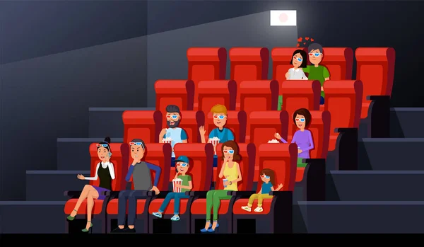 Les gens dans la salle de cinéma — Image vectorielle