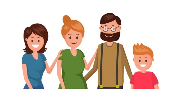 Affiche plate familiale joyeuse — Image vectorielle
