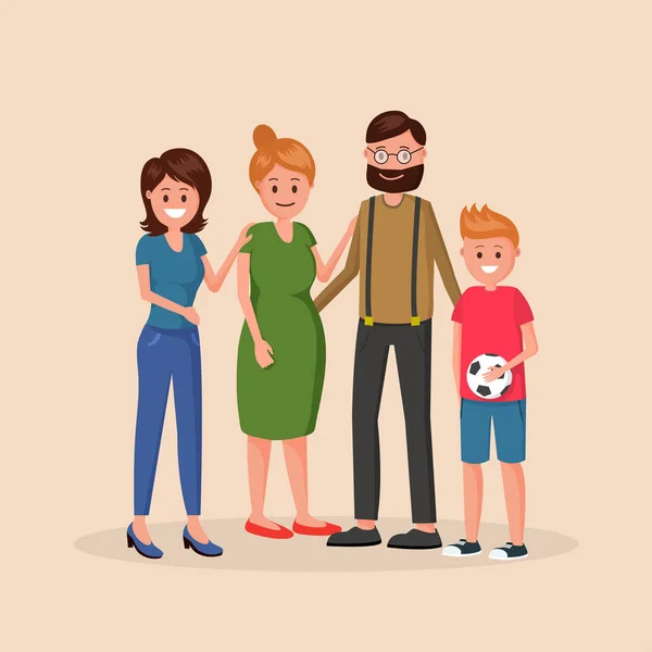 Family members outside together — Stock Vector