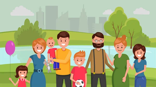 Familie samen in park — Stockvector