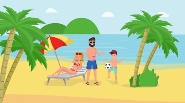 Tropikal tatil düz illüstrasyon