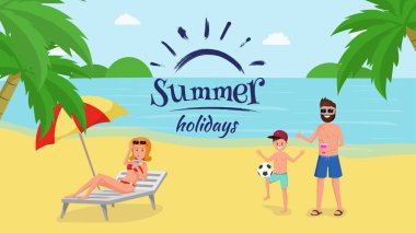 Tropikal tatil düz illüstrasyon