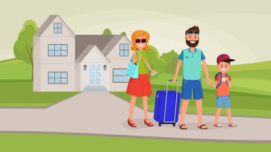 Aile gezisi düz illüstrasyon