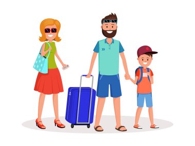 Aile gezisi düz illüstrasyon