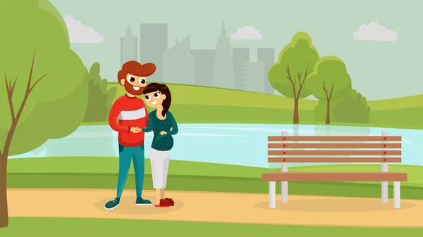 Šťastný muž a žena v parku — Stockový vektor