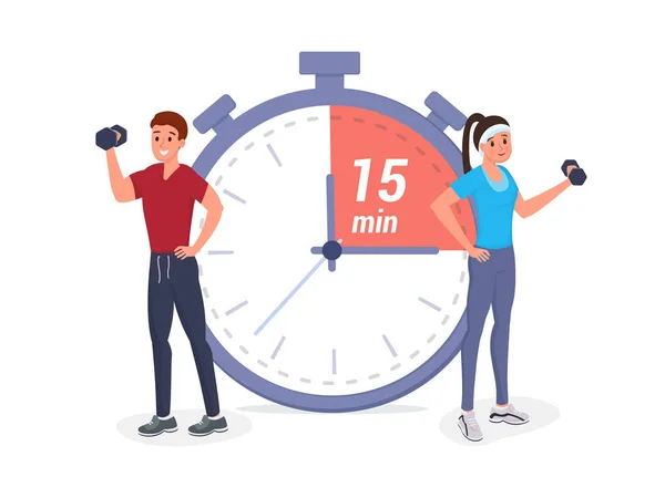 Fitness tempo ilustração plana — Vetor de Stock