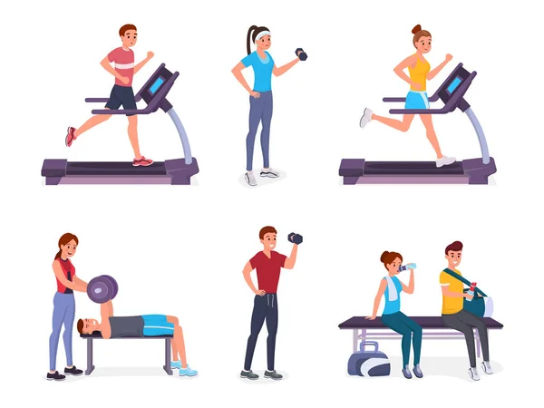 Personnes en salle de gym — Image vectorielle