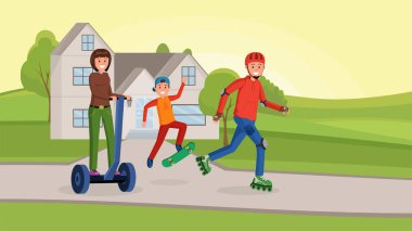 Birleşik aile spor düz resimde sahip