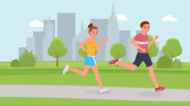 Park düz resimde koşmak