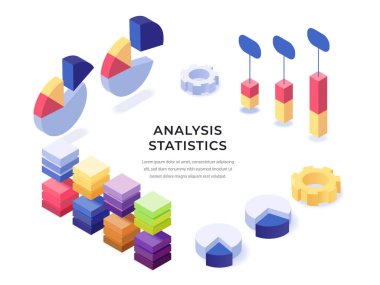 Analiz istatistik izometrik poster