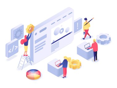 Web Tasarım ve geliştirme izometrik çizimde