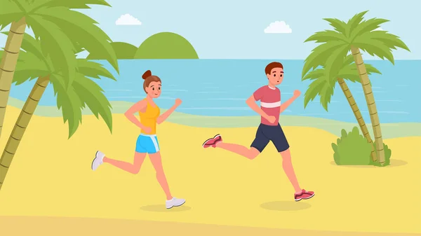 Sportler am Strand joggen — Stockvektor