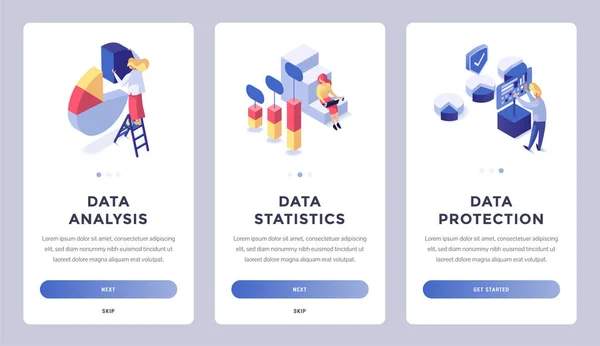 Digital information isometrisk landning sida set — Stock vektor