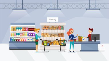 İnsanlar süpermarkette alışveriş gidiyor
