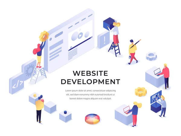 Développement de site web illustration isométrique — Image vectorielle