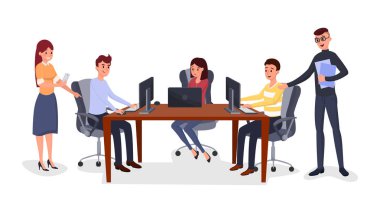 Business meeting, team management illustration clipart