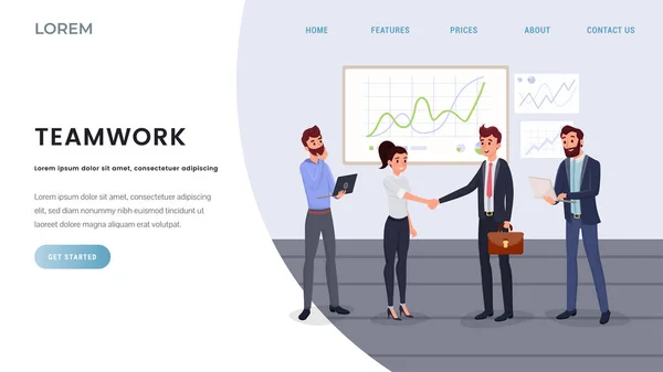 专业的业务团队着陆页模板 — 图库矢量图片
