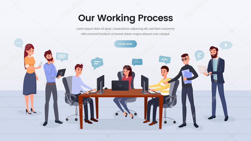 Business team working process landing page