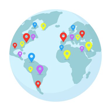 Çok renkli işaretçiler illüstrasyon ile Planet Earth