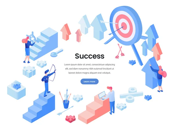 Modelo de vetor de landing page de sucesso comercial —  Vetores de Stock