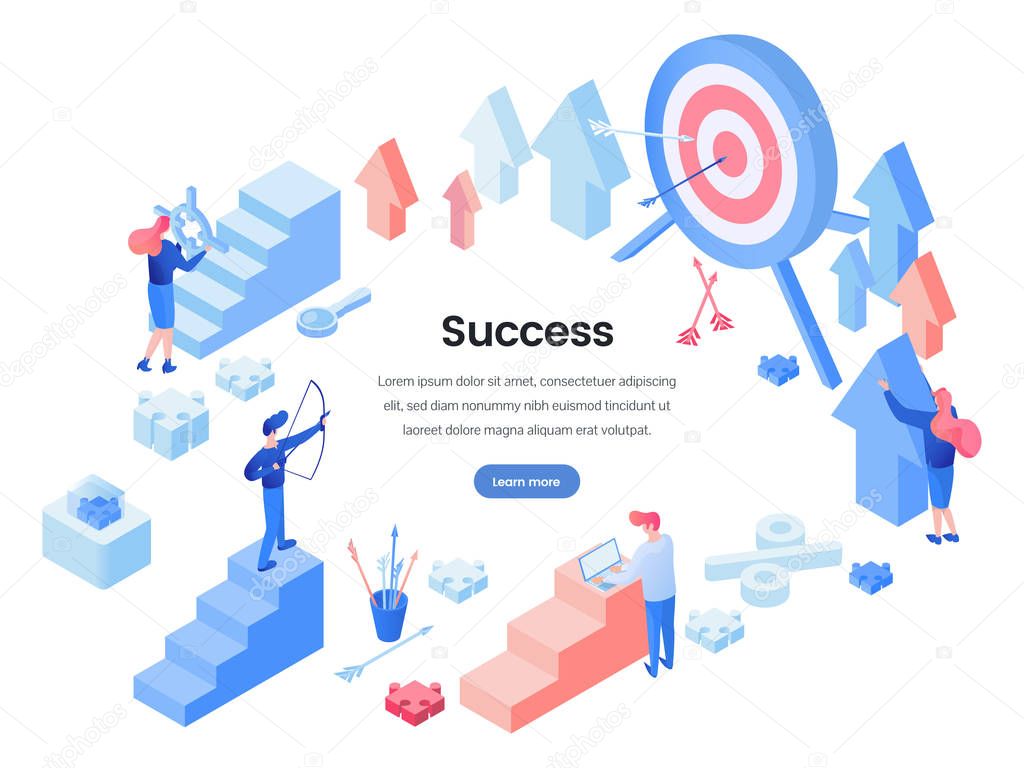 Business success landing page vector template