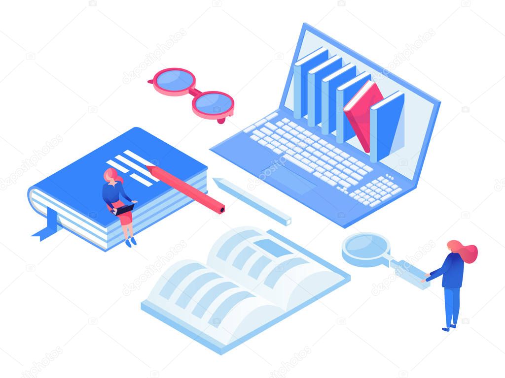 Self education isometric vector concept