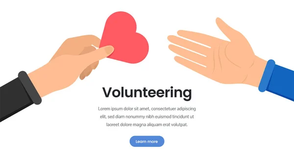 Volunteering organization flat landing page template — Stock Vector