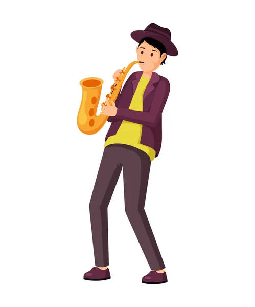 Saxofonist met instrument vector illustratie — Stockvector