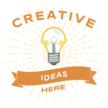 Yaratıcı fikirler sosyal medya afiş şablonu. İş okuryazarlığı eğitimi, girişimcilik koçluğu kursları reklam afiş konsepti. Tipografi ile parlayan ampul düz vektör illüstrasyon